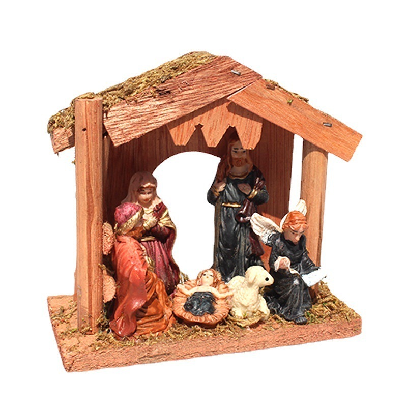 Resin statue Nativity manger room jesus ornaments christmas decorations religious figures church