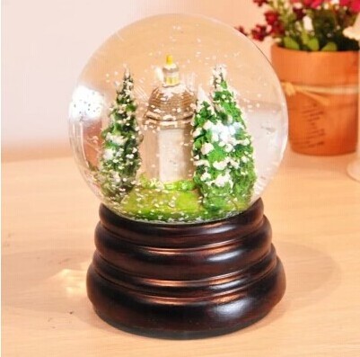 Christmas snow globe with tree wooden snow globe kit wholesales