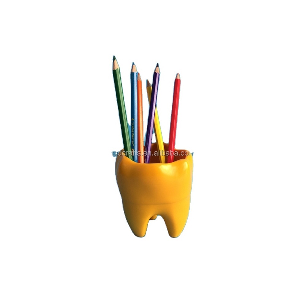 Resin Decorative cute tooth shape pen holder