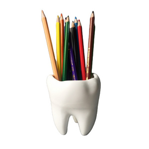 Resin Decorative cute tooth shape pen holder