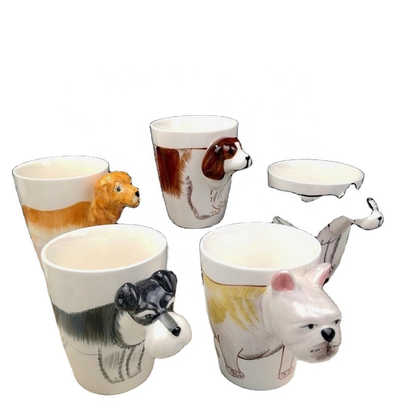 Ceramic Cartoon Puppy Water cups Schnauzer coffee mugs 3D  Husky cute dog mugs samoyed coffee tea mug