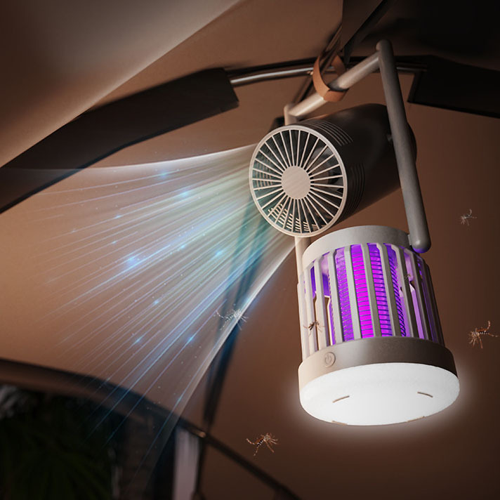 Outdoor Electric Shock Mosquito Killer Lamp Camping Fan and Night Light Mosquito Repellent and Fly Killer for Household Use