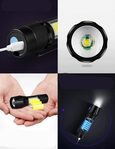 Aluminum alloy USB Rechargeable Small Light Kids Mini Small LED Flashlight