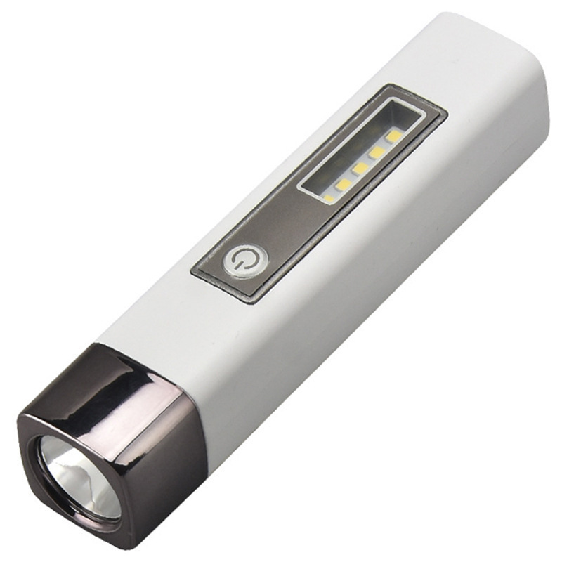 LED Compact EDC Lighthas Rechargeable Power Bank Mini Flashlight with side light