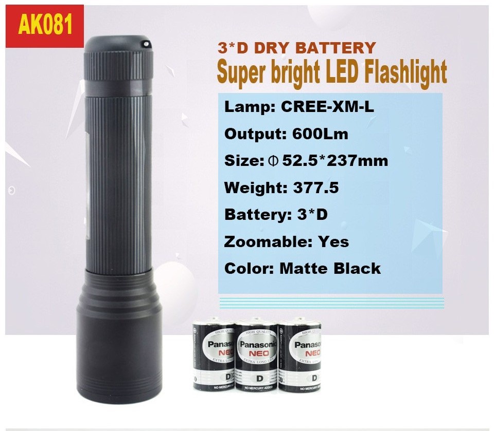 Zoomable Flashlight Dry Cell 3*D