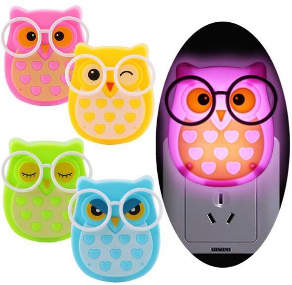 Cartoon Owl Wall LED Night Light Plug in Walls