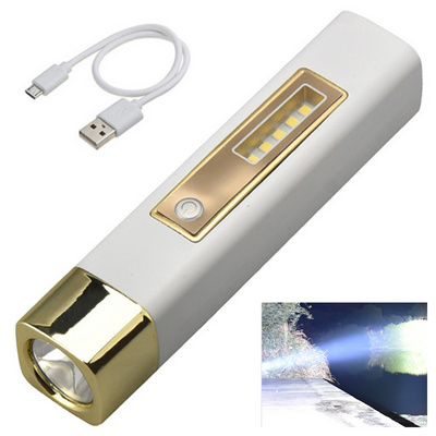 LED Compact EDC Lighthas Rechargeable Power Bank Mini Flashlight with side light