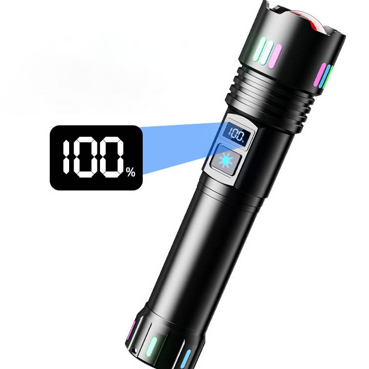 High-Power White Laser Flashlight with Telescopic Zoom Bright Light with Type-C Charging 80 Lm/W Luminous Efficiency