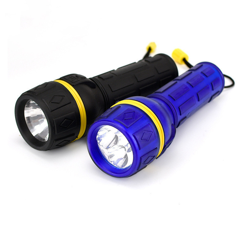 PVC Material 2 PCS D Cell Rubber Flashlight