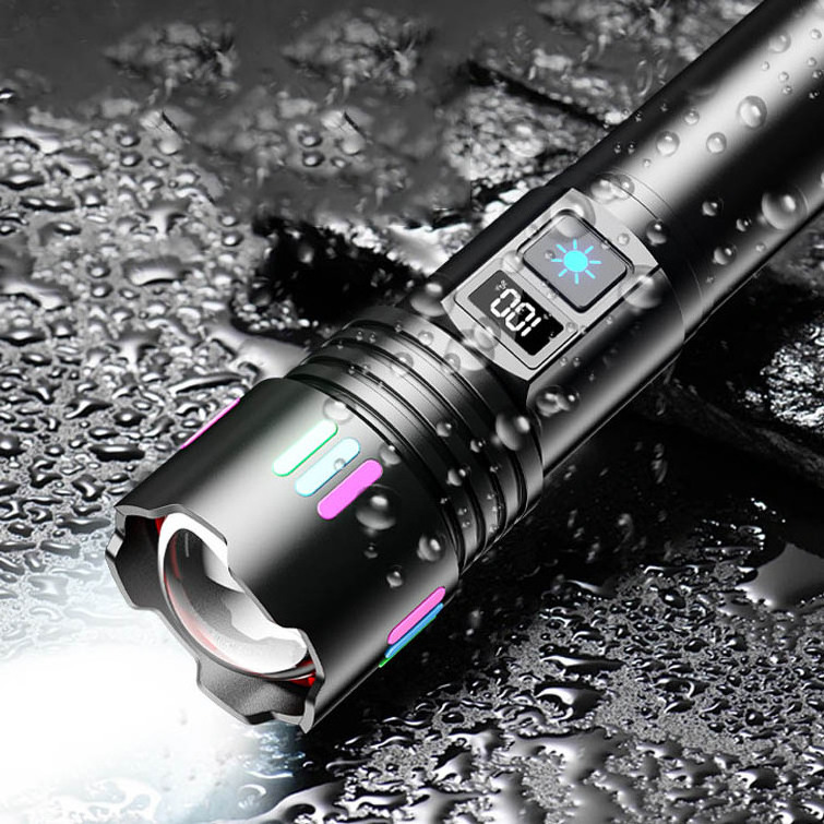 High-Power White Laser Flashlight with Telescopic Zoom Bright Light with Type-C Charging 80 Lm/W Luminous Efficiency