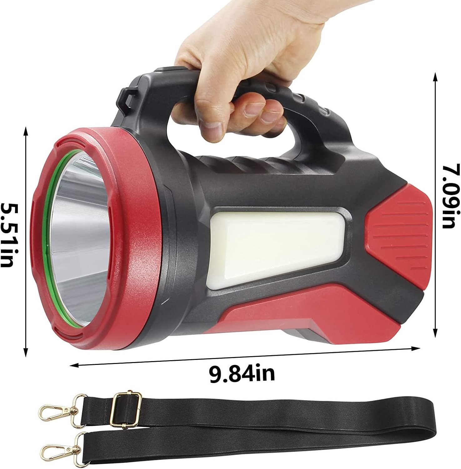 2100LM LED Rechargeable Spotlight Flashlight Camping Lantern with 9000mAh Batteries