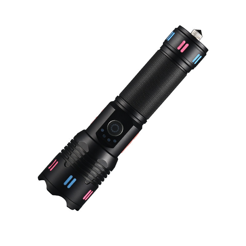 Strong Light Fluorescent Color Laser Flashlight Telescopic Zoom Aluminum Alloy Long Range Beam Broken Window Flashlights Torches