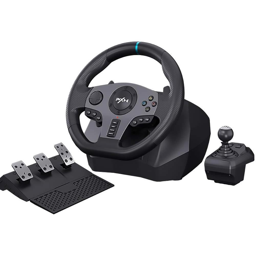 PXN V9 900 270 Degree Joystick Racing Game Sim Racing Steering Wheel with Clutch Pedal for PC, PS4, Xbox Series, Switch Games