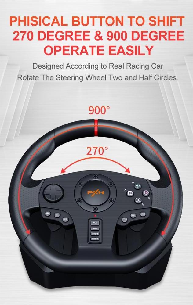 PXN V900 270 Degree PC Steering Racing Wheel with Audio Communication Function for PS4, XBOX series