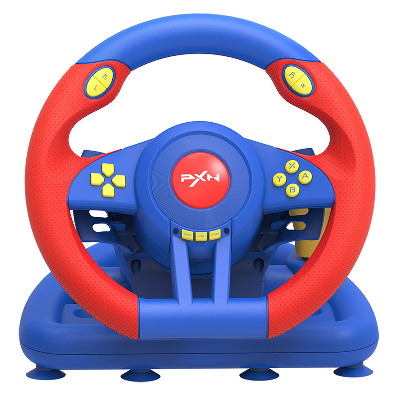 New design upgrade PXN V3Pro cyan yellow color gaming racing steering wheel with 180 turning angles for PC games