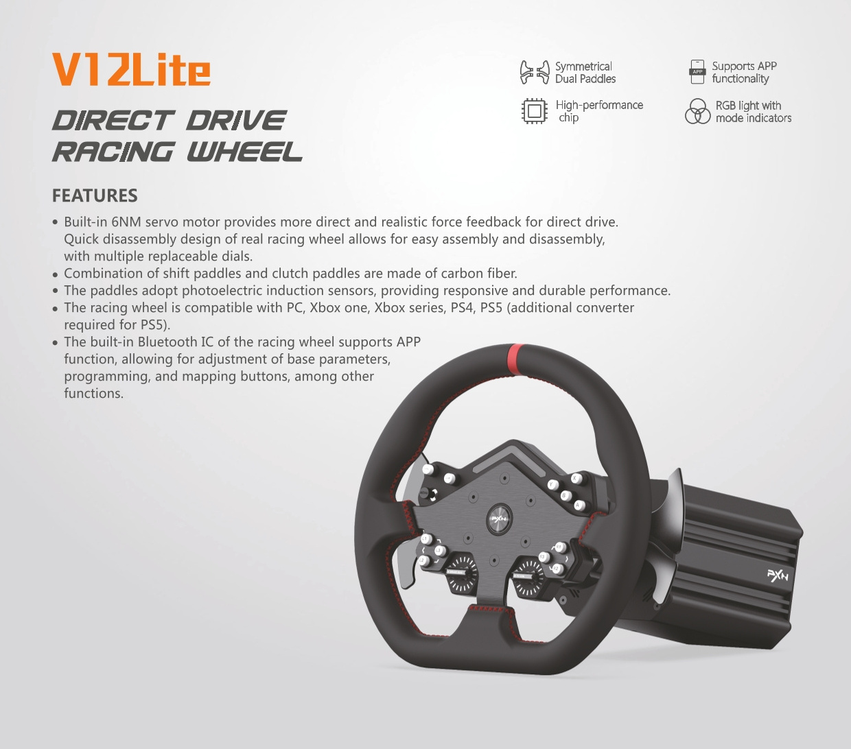 PXN V9 V10 V12 V12lite V99 Sim Racing Car Gaming Steering Wheel With Pedals