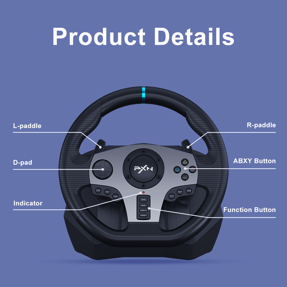 Factory Direct Sales PXN V9 900 Degree Feedback Sim Racing Gaming Steering Wheel for PC Euro Truck Simulator