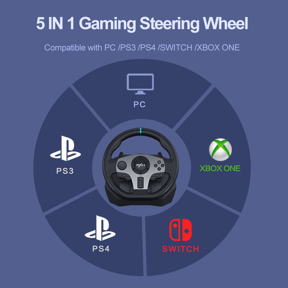 PXN V9 Vibration Gaming Racing Wheel Set 900 Degree Racing Steering Wheel for PC, PS4, XBOX, Switch