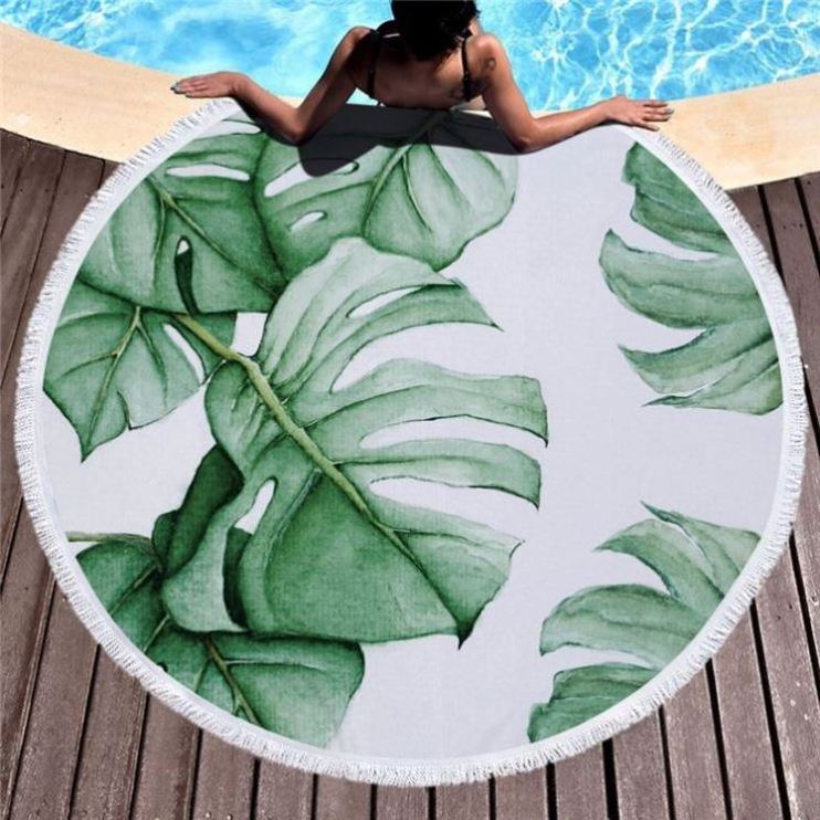 w Leaf China Beach Towel Manufacturer Custom Sublimation Printed Microfiber Round Beach Towel