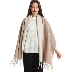 Custom logo Winter Women's Pure 100% Cashmere Shawl Designer Luxury Long fringe Cashmere shawl for women and Men scarf