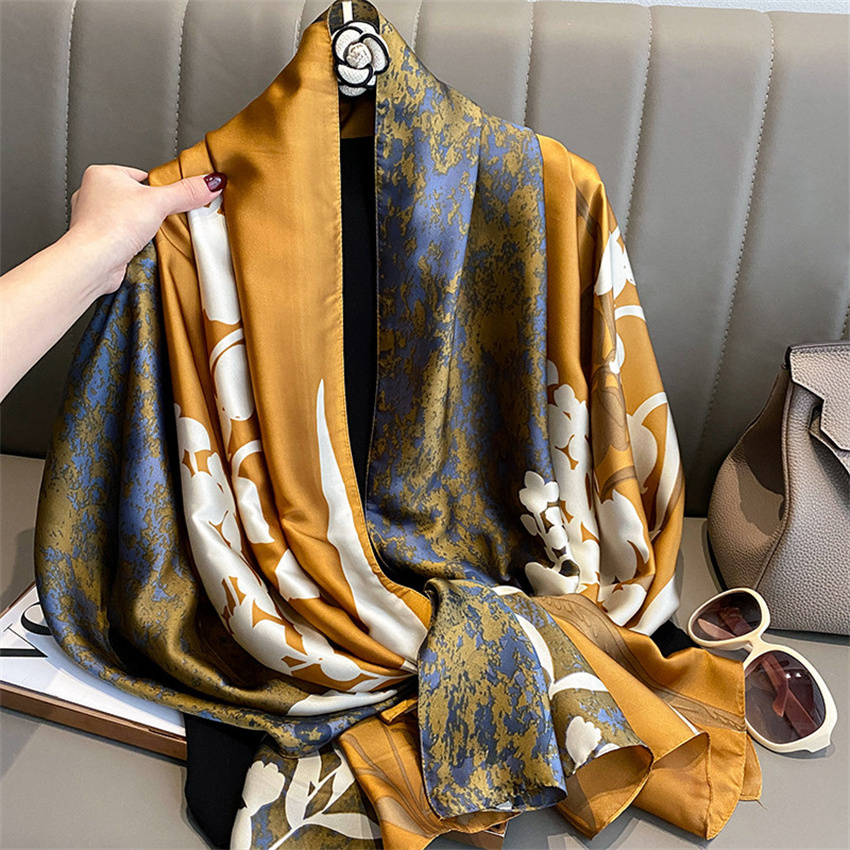 plaid Material A New silk satin scarf  head Malaysian Singapore hijab peru Office