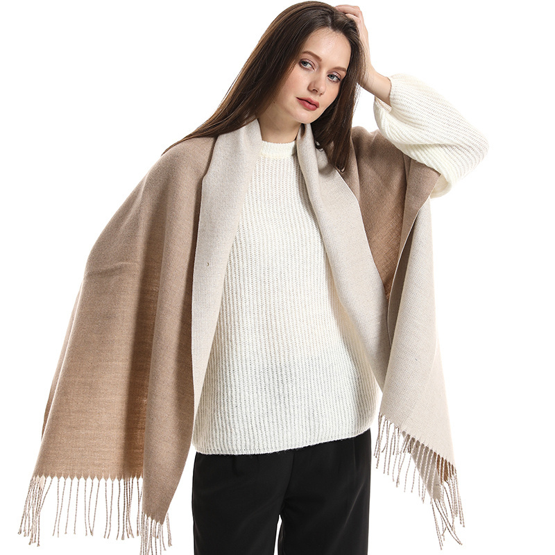 Custom logo Winter Women's Pure 100% Cashmere Shawl Designer Luxury Long fringe Cashmere shawl for women and Men scarf