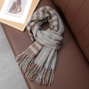 A green plaid color matching long women's polyester winter scarf fashion everything