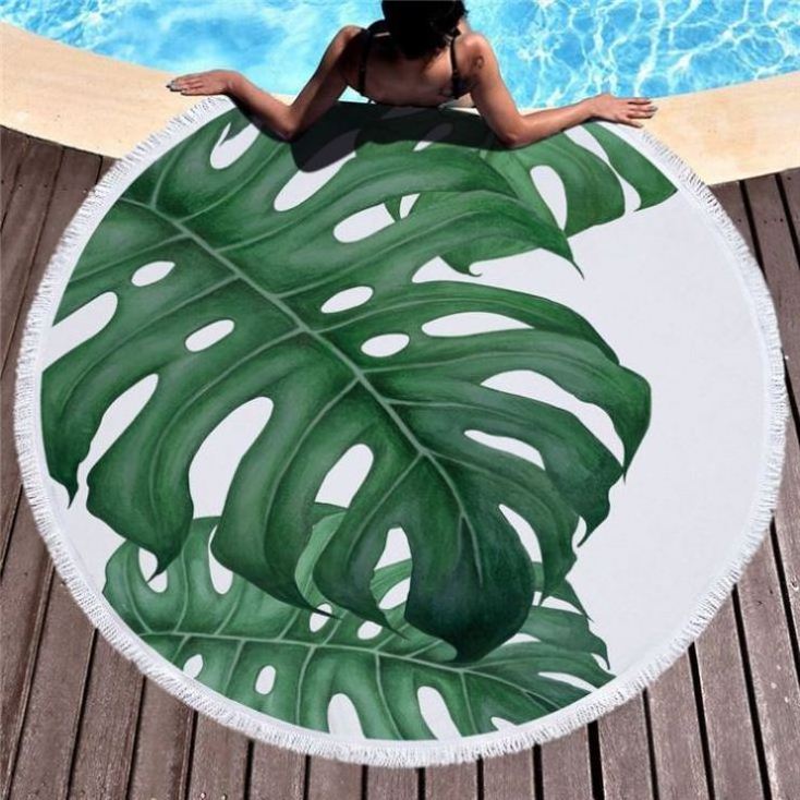 w Leaf China Beach Towel Manufacturer Custom Sublimation Printed Microfiber Round Beach Towel