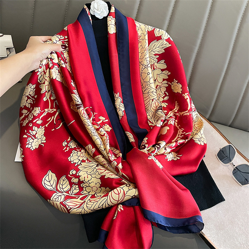 European nordic Charmeuse New silk satin scarf  manufacture islam Israel hijab Colored bulk