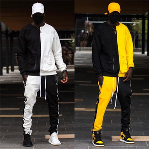 2023 Two Piece Set Jogger Set Customize Logo Cotton Slim Fit Color Block Tracksuit Custom Men Clothes Jogging Suits Wholesale