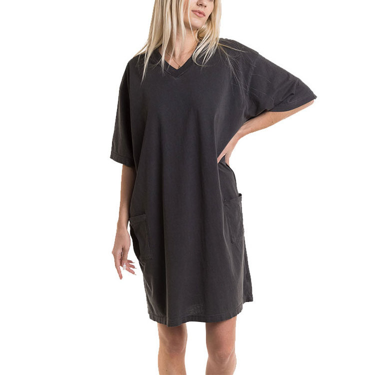 100 combed cotton pre-shrunk jersey hoodie dresses ladies oversized women's v-neck hoodie dress wholesale