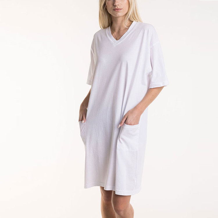 100 combed cotton pre-shrunk jersey hoodie dresses ladies oversized women's v-neck hoodie dress wholesale