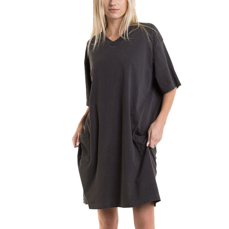 100 combed cotton pre-shrunk jersey hoodie dresses ladies oversized women's v-neck hoodie dress wholesale