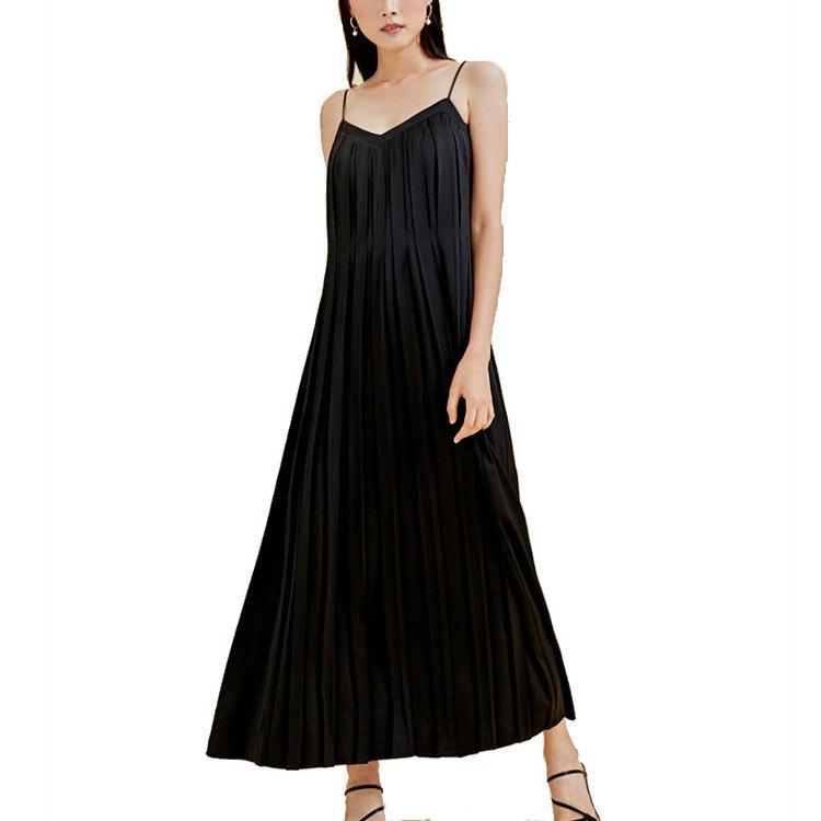 new designs branded quality soft pleated maxi camisole dress satin silk african dresses for women clothing