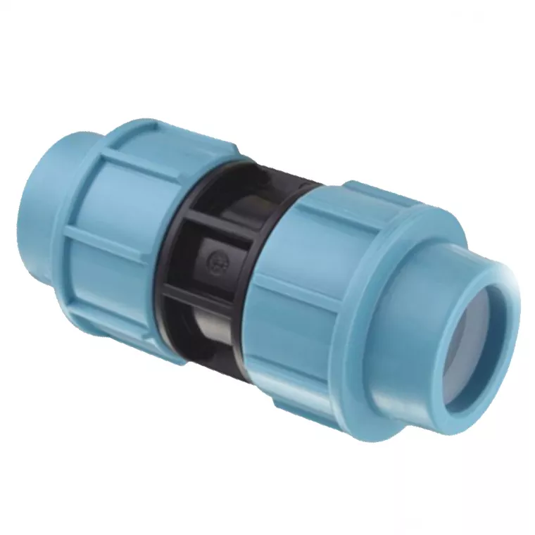 PE Pipe PP Compression Fitting PN16 Light Blue Straight Coupling joint