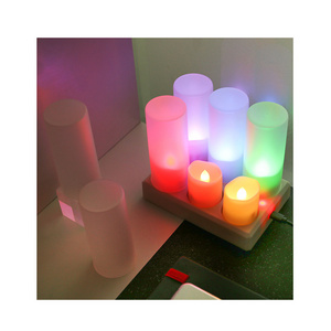 Pack of 6 Rechargeable Electric Tea Light Candles Flameless Color Change Tea Light LED Candle