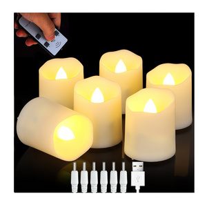 6 Pack Low Price Battery Operated Tea Candle Set Flameless Remote Electric LED Lights Rechargeable Tea Light Candle Home Decor