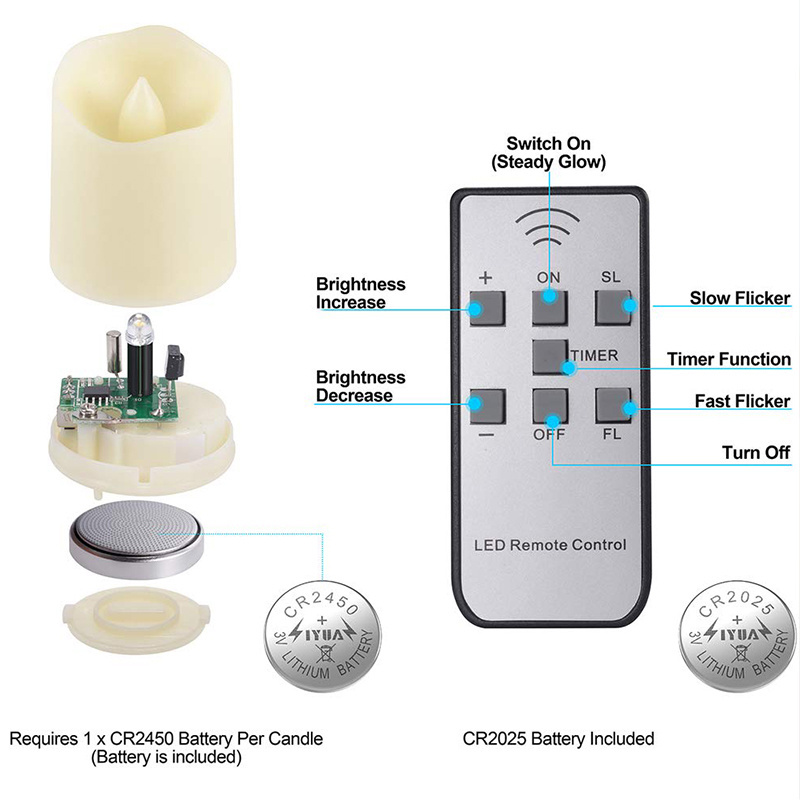 250 hours Long Lasting Quality LED Tealight Flameless Battery Operated LED Tea Light Candles With Remote Timer