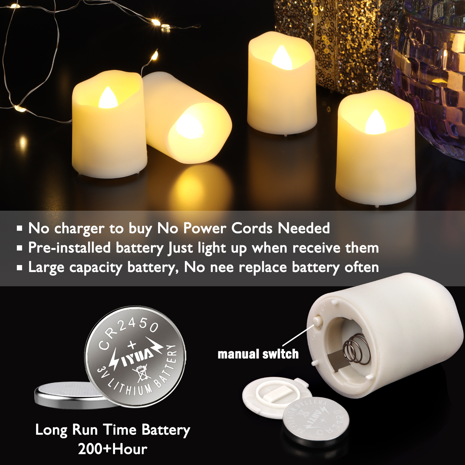 Most Popular Home Decor Led Votive Candles With Remote and Timer Battery Powered Electric Flameless Tea Light Candles