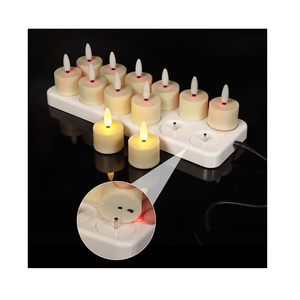 Pack of 12 Flickering Flameless Led Tea Light Candles With Charging Station Rechargeable Led Candle for Home Holiday Decor