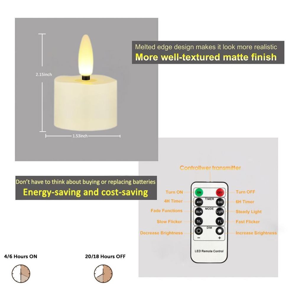 Pack of 12 Rechargeable Candles with Charging Base for Long-Lasting Wedding Decor tea lights