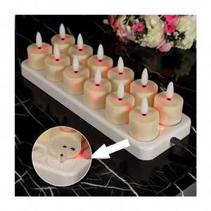 Pack of 12 Rechargeable Candles with Charging Base for Long-Lasting Wedding Decor tea lights