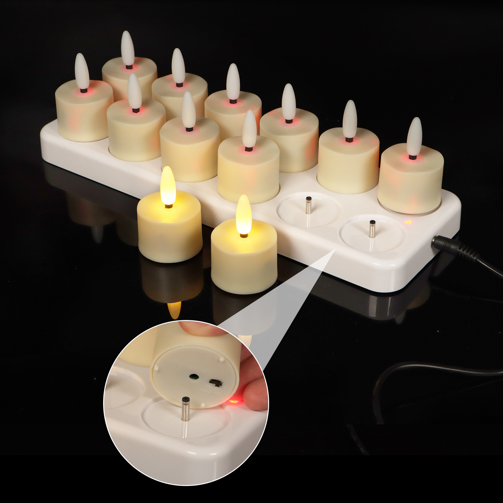 12pcs Holiday Christmas Wedding Decoration Flickering Led Candle Light Effect Real Wax Led Flameless Swing Candle