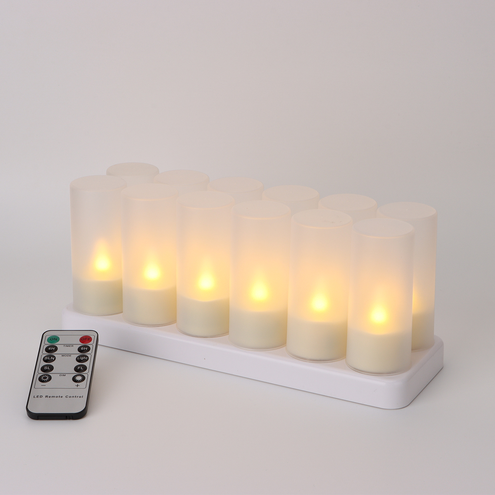 Hot Style Set Of 12 Rechargeable LED Flameless Tealight Candles Electric Led Taper Candles