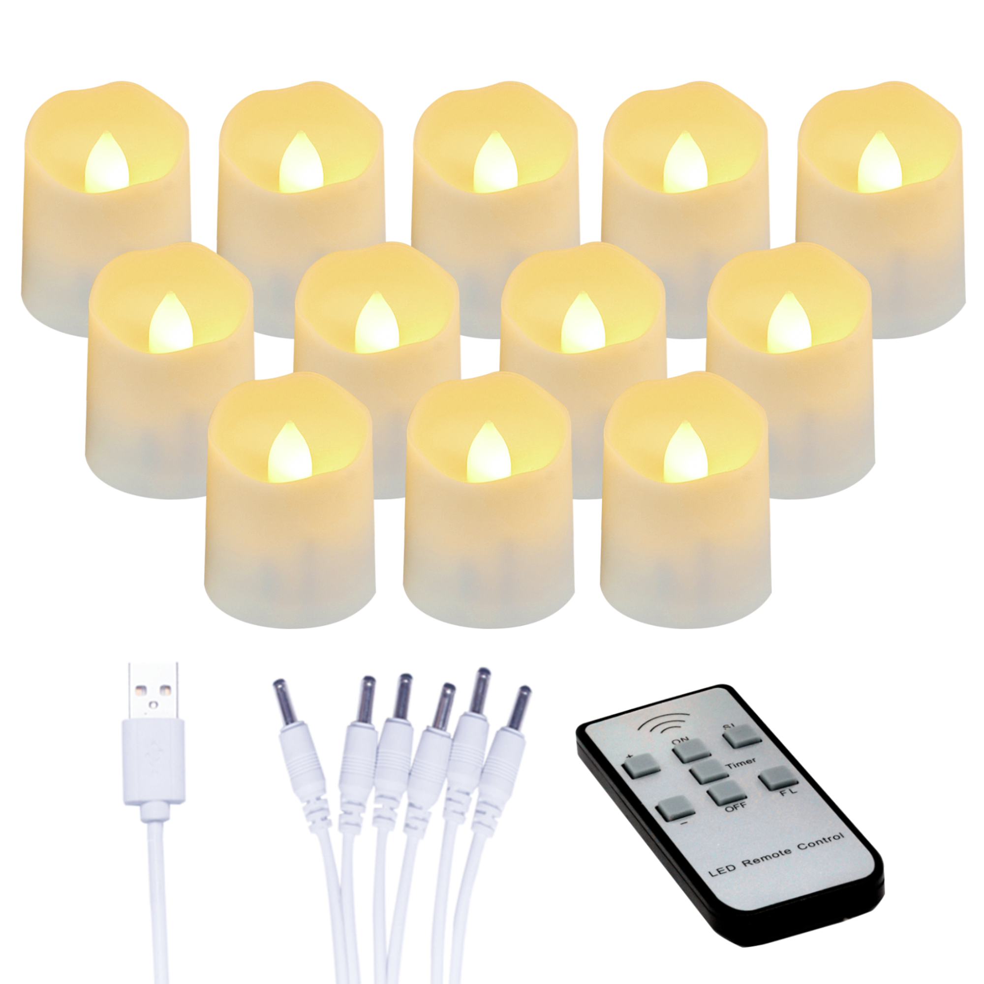 6 pack LED Tea Candle Light Rechargeable Flickering Flameless Candles Lights with Remote Timer for Home decorations