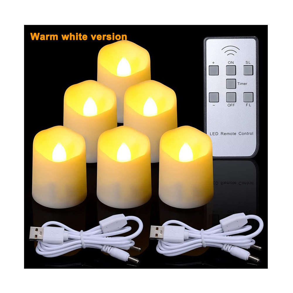 USB Rechargeable Electric Votive Candles Plastic Artificial Tea Lights For Home Decoration Holidays Weddings Parties Bars