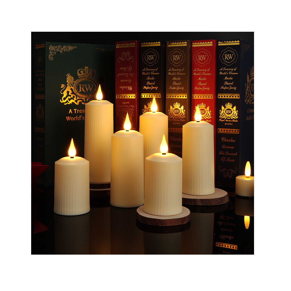 2024 New Arrival Remote Control LED Pillar Candle Set Rechargeable USB-C Waterproof Flameless LED Candle