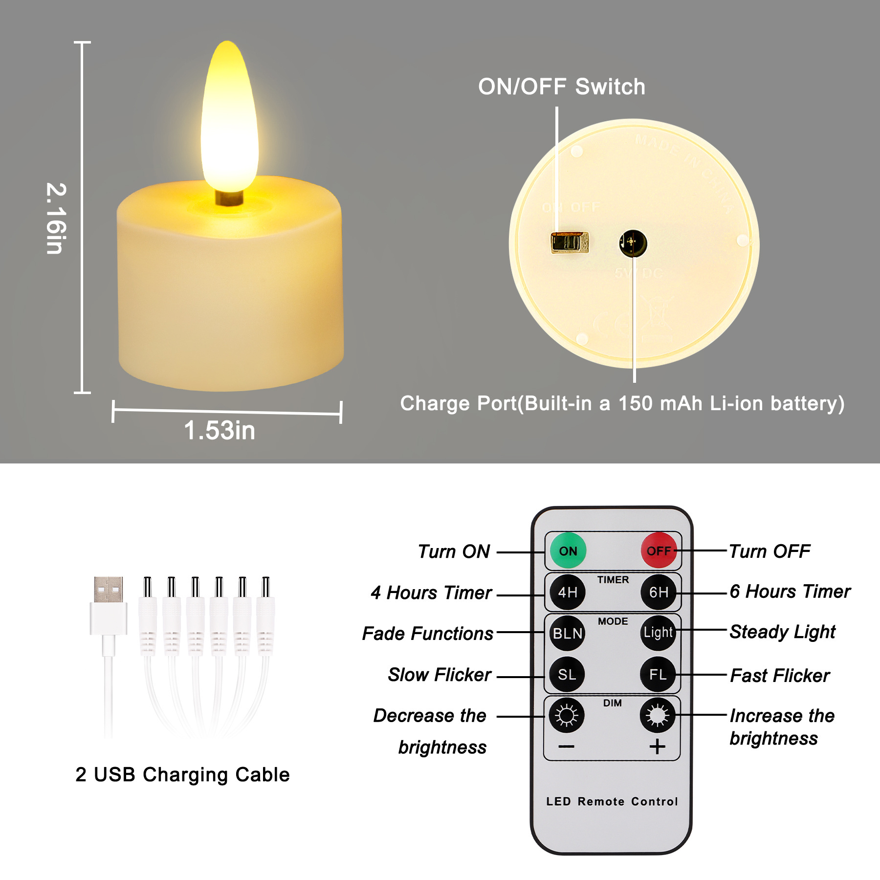 3D Wick Flameless Tea Lights Rechargeable Electric Votive Candles With Remote Control Parties Mother's Day