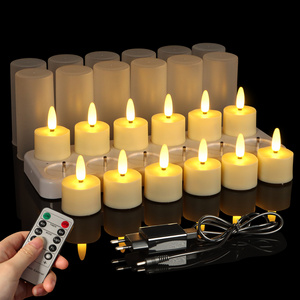 Home Decoration 3D 12pack Real Flame Battery Operated Led Candle with Remote Timer, Flameless candles Rechargeable Battery