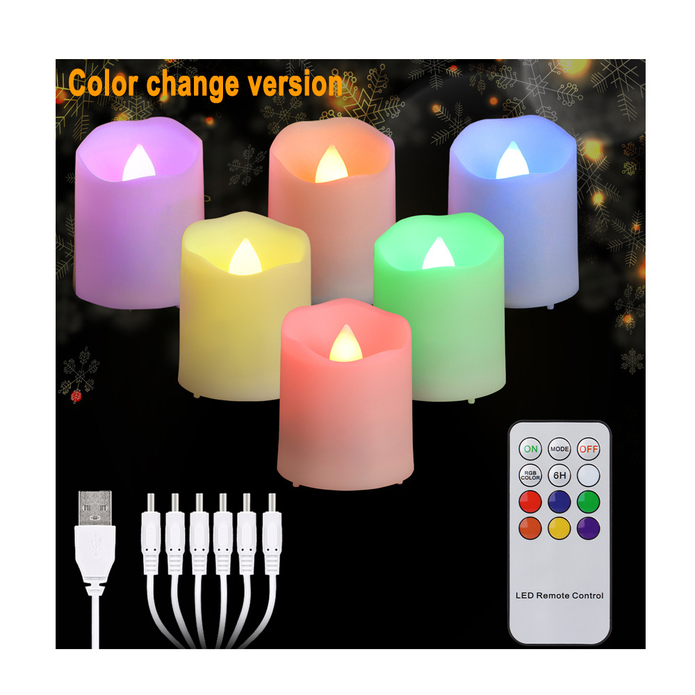 USB Rechargeable Electric Votive Candles Plastic Artificial Tea Lights For Home Decoration Holidays Weddings Parties Bars